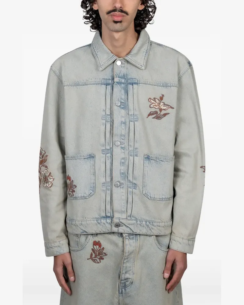 Drôle de Monsieur embroidered denim jacket - Blau Blau