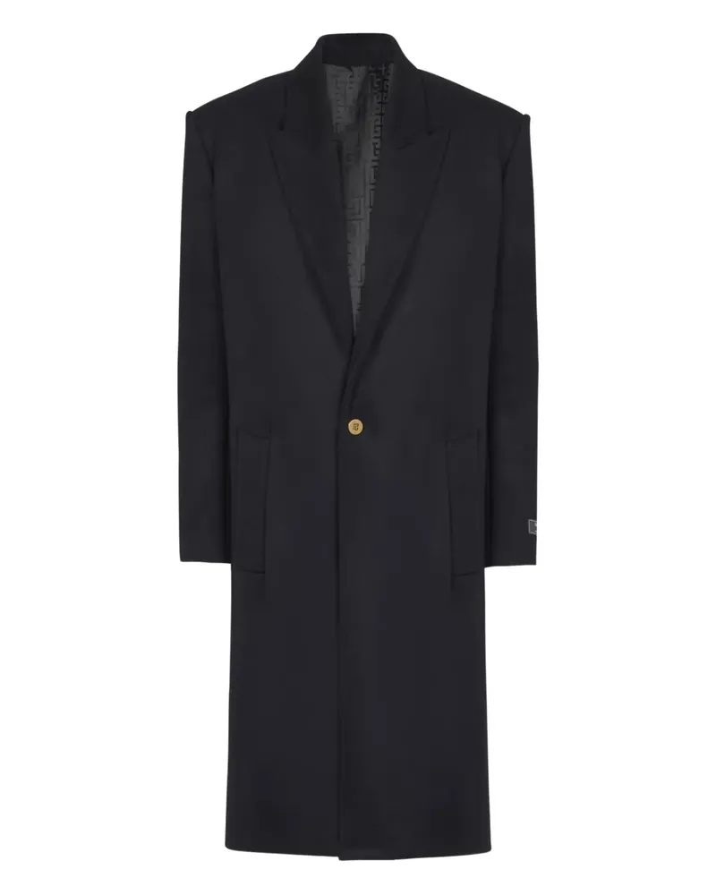Balmain Einreihiger Mantel - Schwarz Schwarz