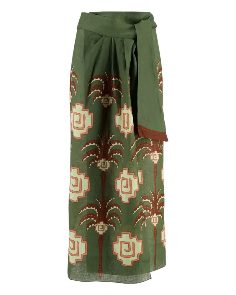 Johanna Ortiz Amazon Echoes linen skirt - Grün Grün