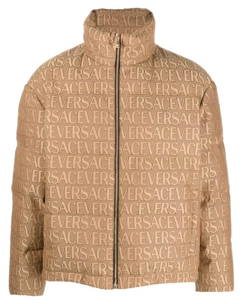 Versace Gefütterte Jacke mit Logo-Print - Nude Nude