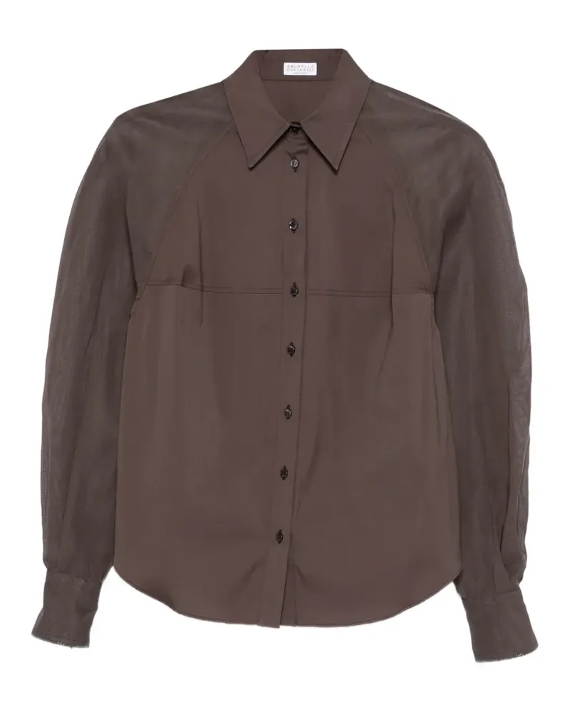 Brunello Cucinelli sheer-panel long-sleeve shirt - Braun Braun