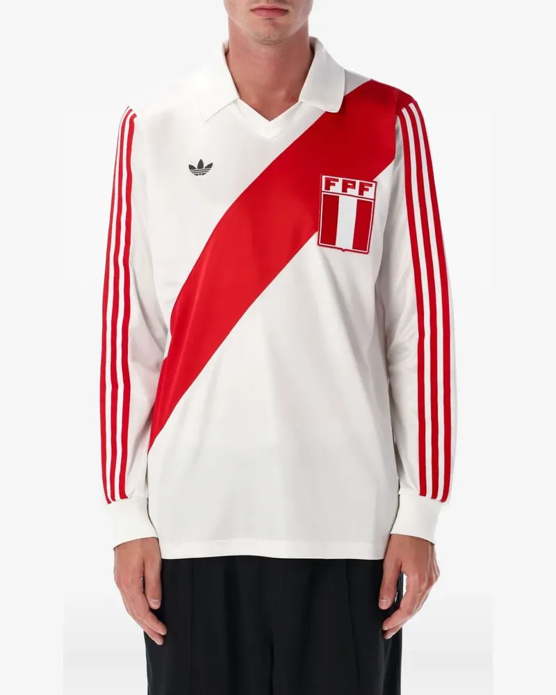 adidas T-Shirt mit diagonalen Streifen - Weiß Weiß