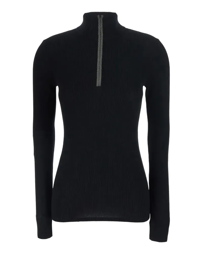 Brunello Cucinelli monili-embellished ribbed-knit sweater - Schwarz Schwarz