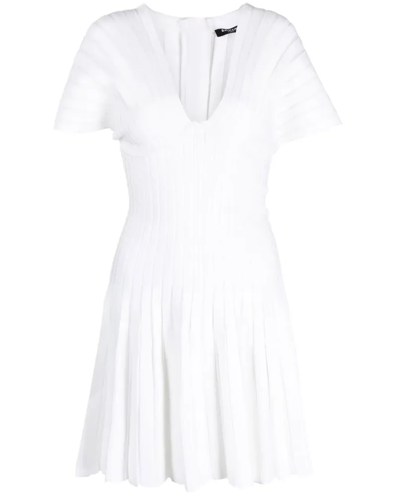 Balmain Minikleid in Mesh-Optik mit Falten - Weiß Weiß