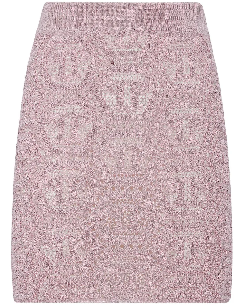 Philipp Plein Gestrickter Minirock mit Monogrammmuster - Rosa Rosa