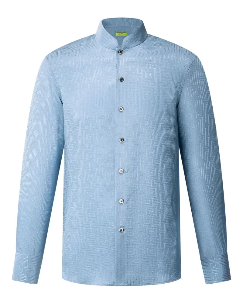 Shanghai Tang Geometrisch gemustertes Poloshirt - Blau Blau