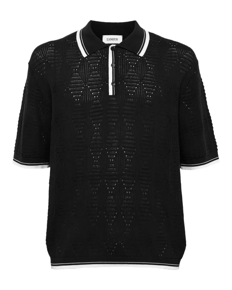 Laneus openwork-knit polo shirt - Schwarz Schwarz