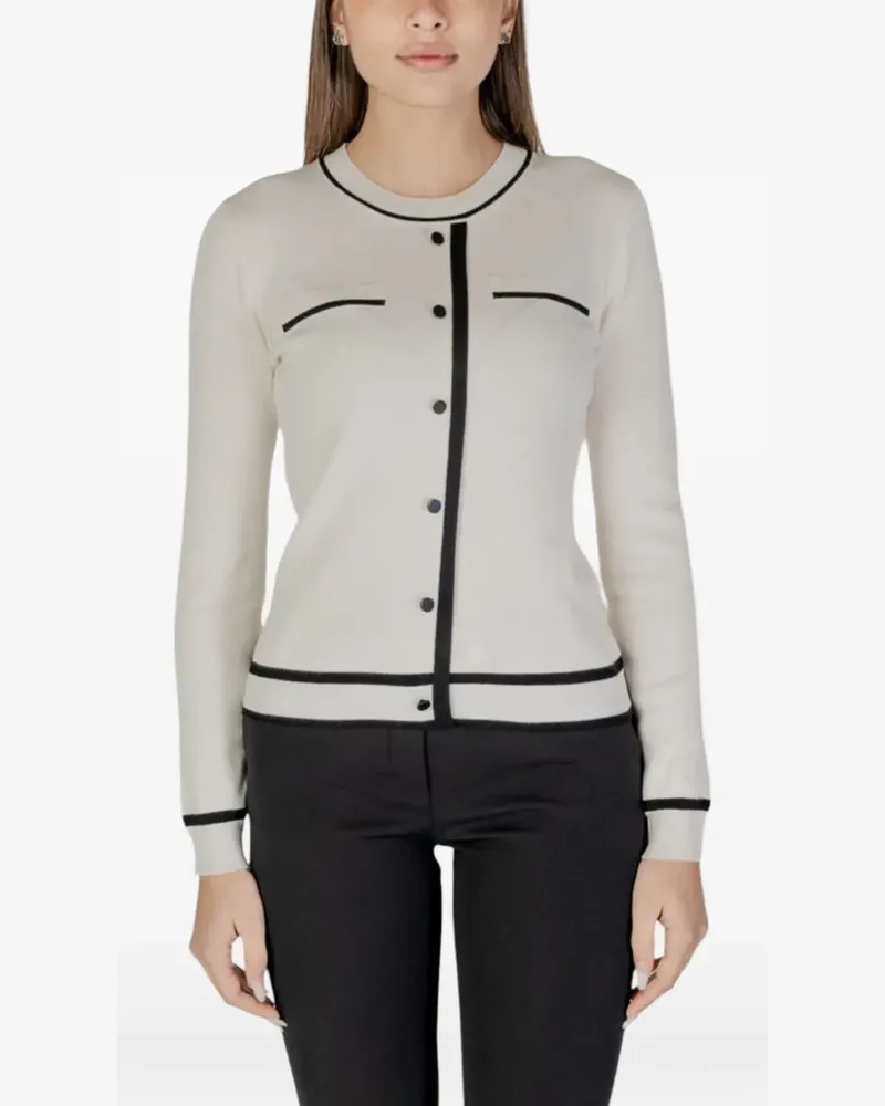Morgan Geknöpfter Pullover mit Kontrastbesatz - Nude Nude