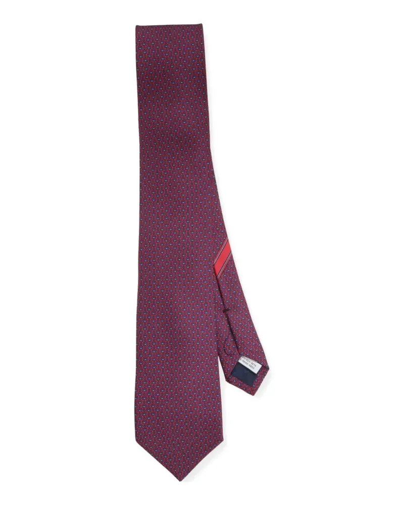 Ferragamo Gancini-patterned silk tie - Blau Blau