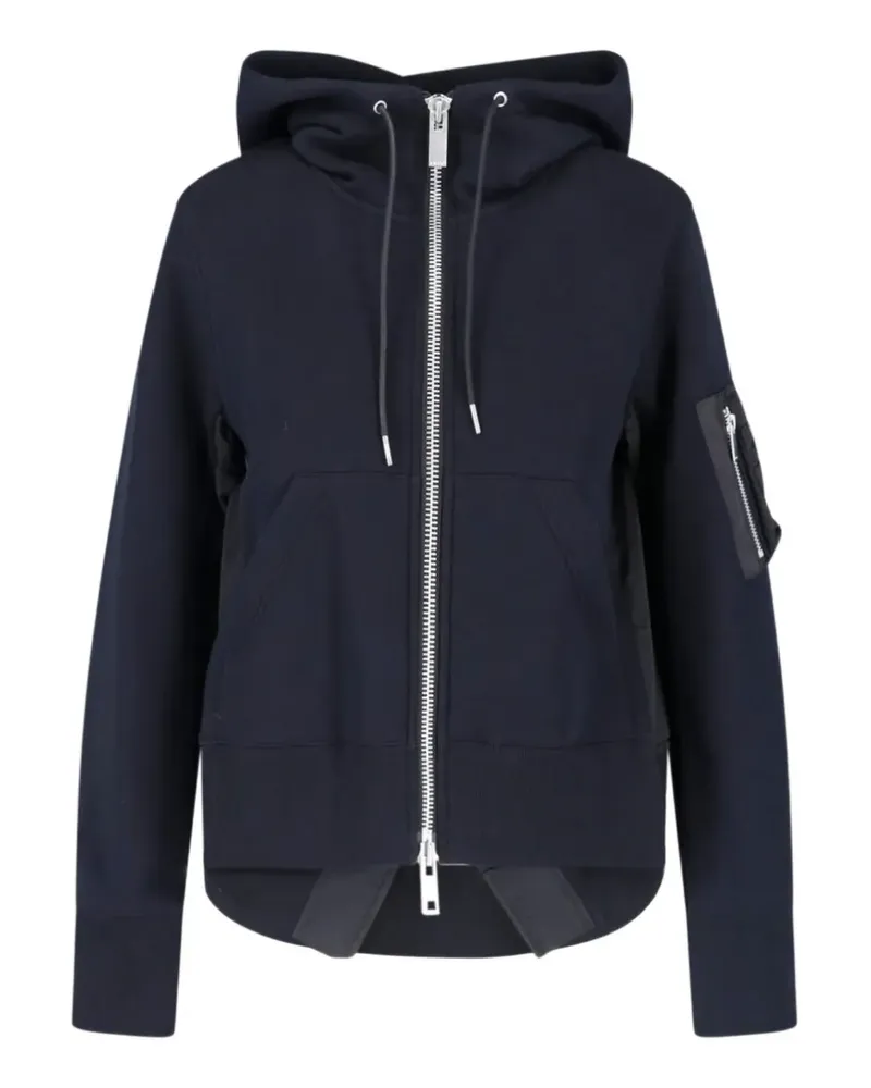 Sacai panelled zip-up hoodie - Schwarz Schwarz