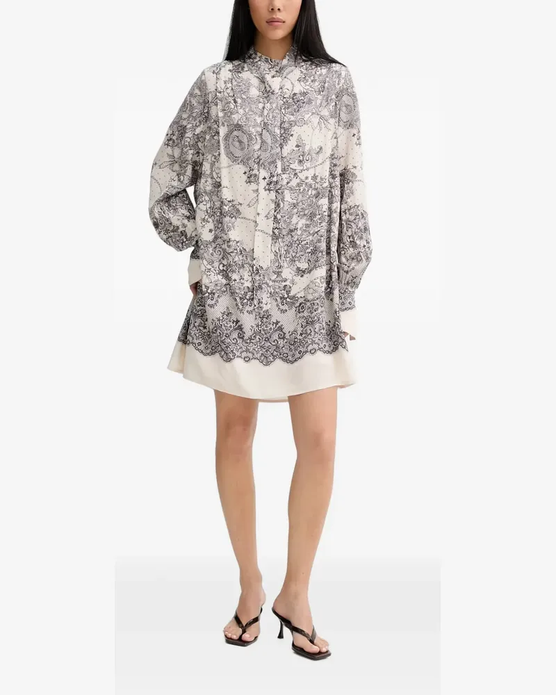 Blumarine lace-print mini dress - Weiß Weiß