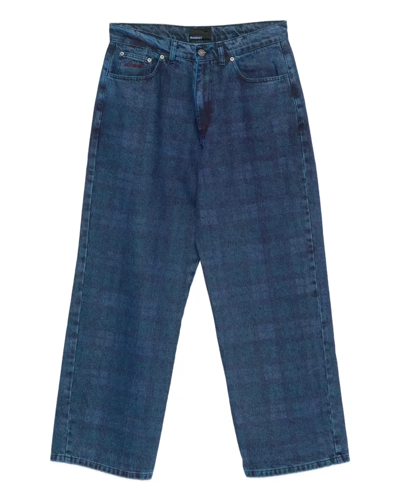 PACCBET RASSVET plaid-print jeans - Blau Blau
