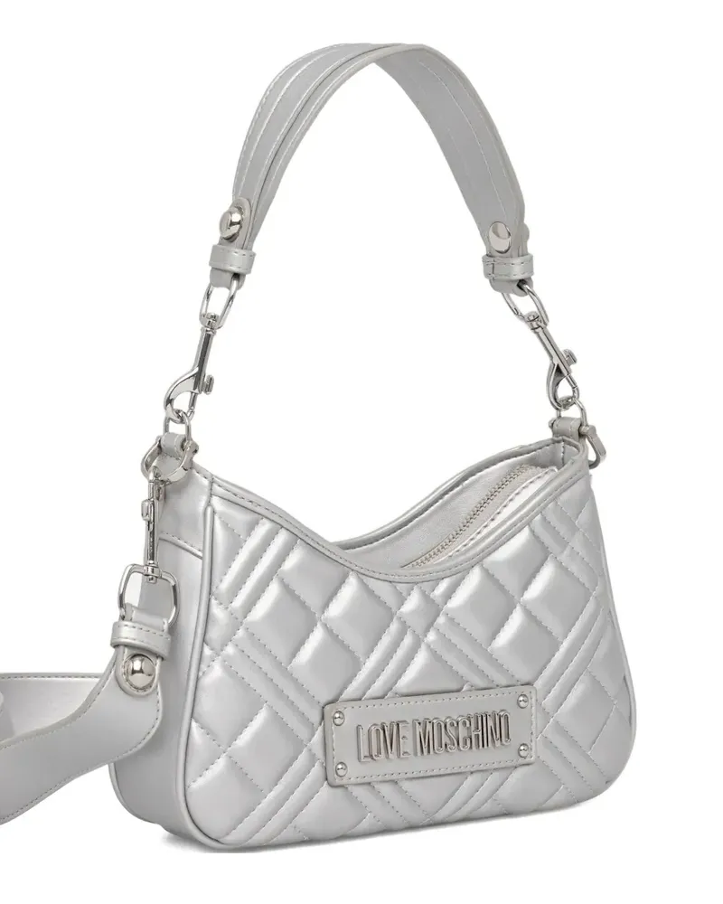 Moschino logo-plaque shoulder bag - Silber Silber