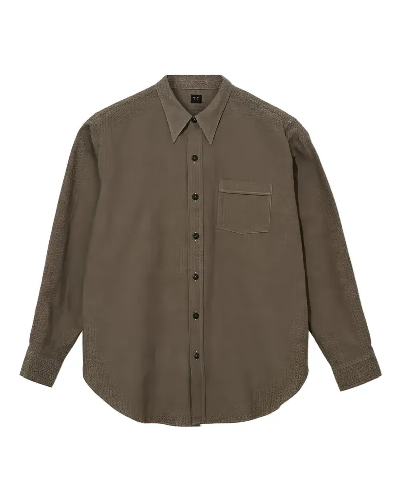 Taiga Takahashi narrow-collar zigzag-weave shirt - Grau Grau