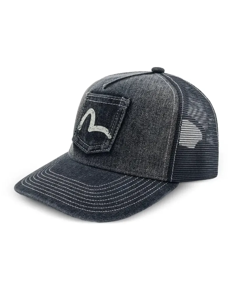 Evisu Baseballkappe mit Möwen-Print - Schwarz Schwarz