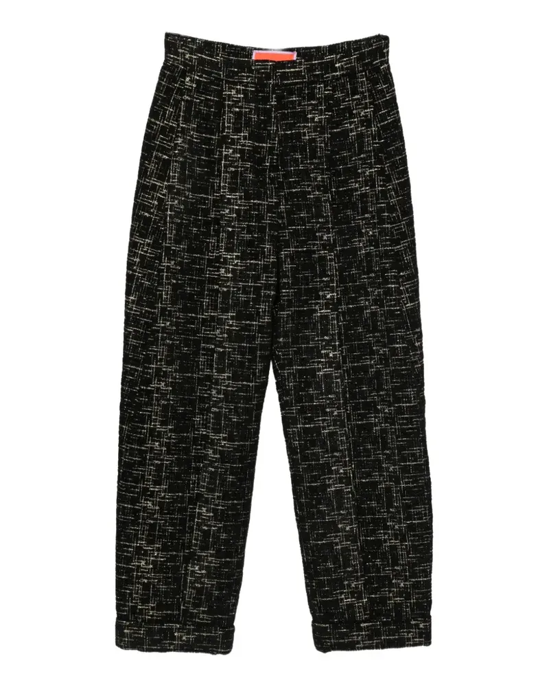 La DoubleJ Bouclé-Hose mit Falten - Schwarz Schwarz