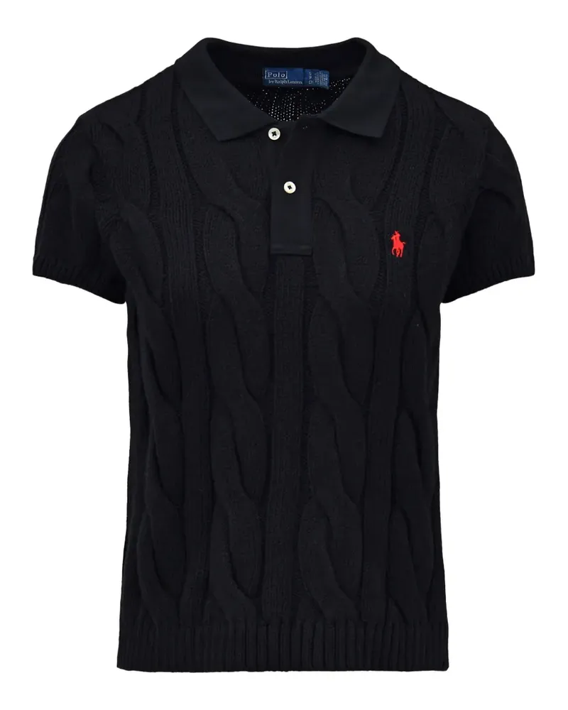 Ralph Lauren cable-knit polo shirt - Schwarz Schwarz