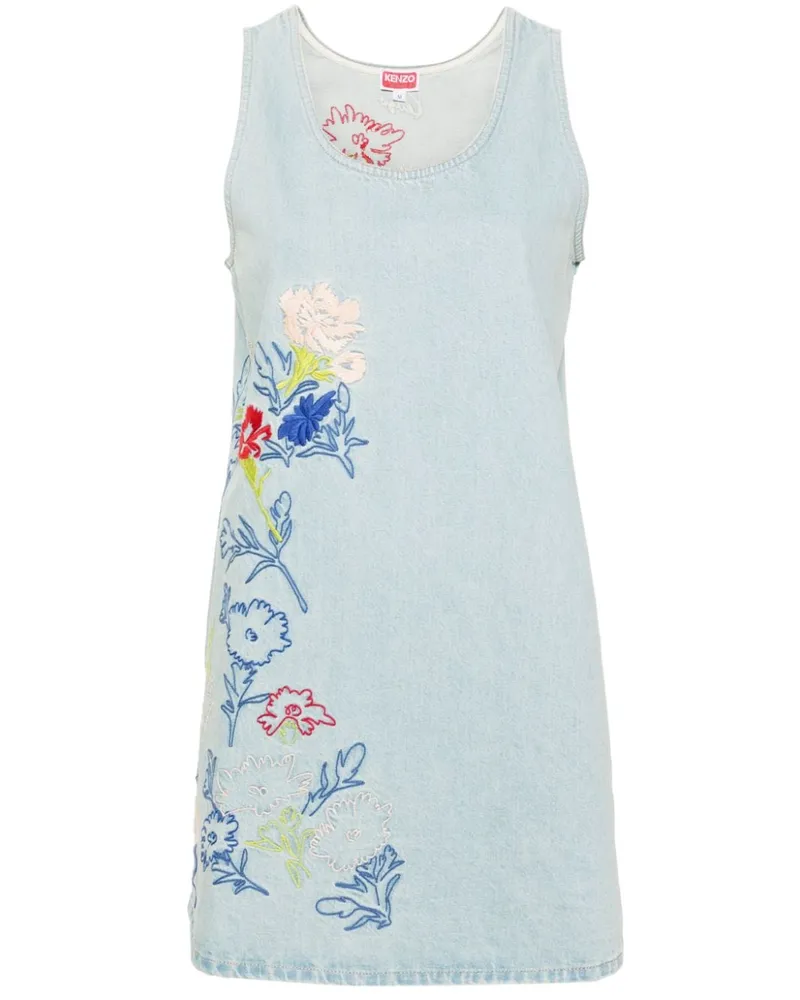 Kenzo Jeanskleid mit Drawn Flowers-Stickerei - Blau Blau