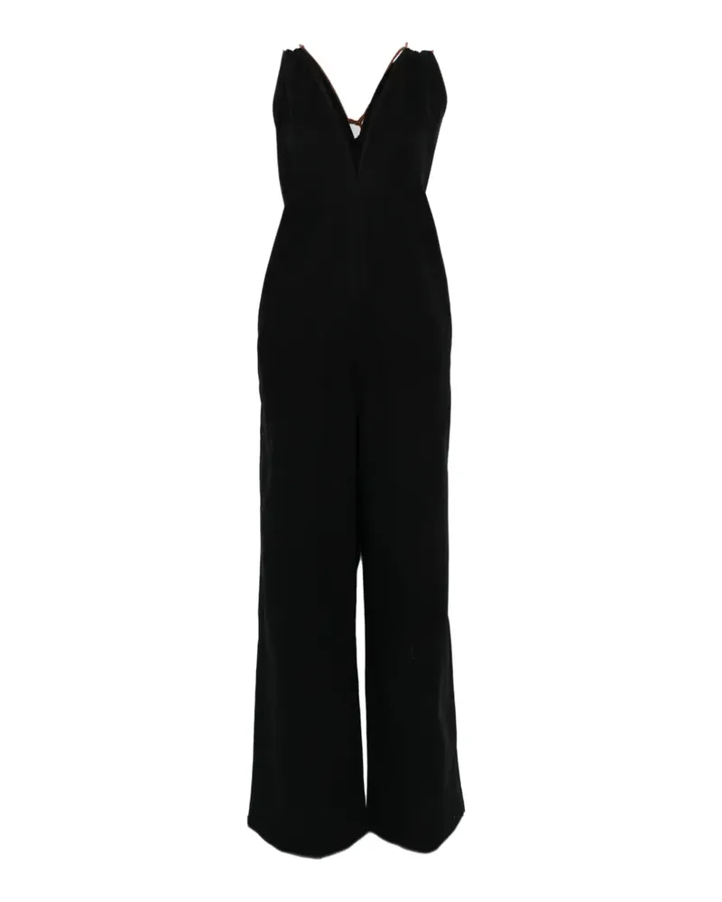 PLAN C Jumpsuit mit V-Ausschnitt - Schwarz Schwarz
