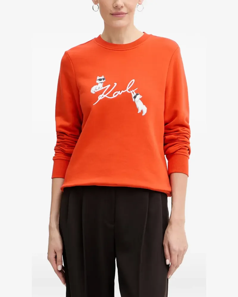 Karl Lagerfeld graphic-print crew-neck sweater - Orange Orange