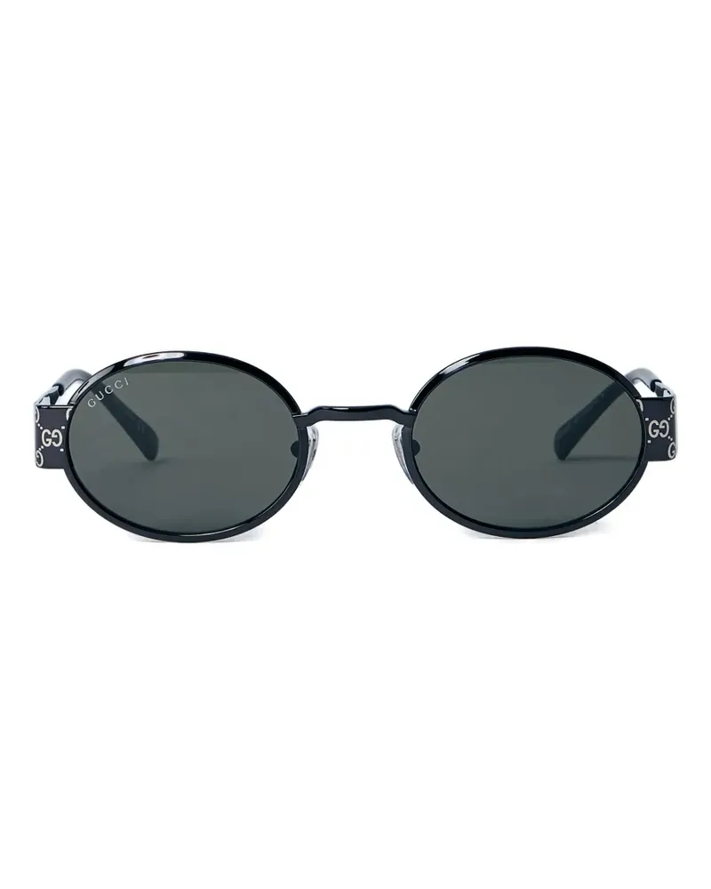 Gucci Ovale Sonnenbrille mit Monogramm - Schwarz Schwarz