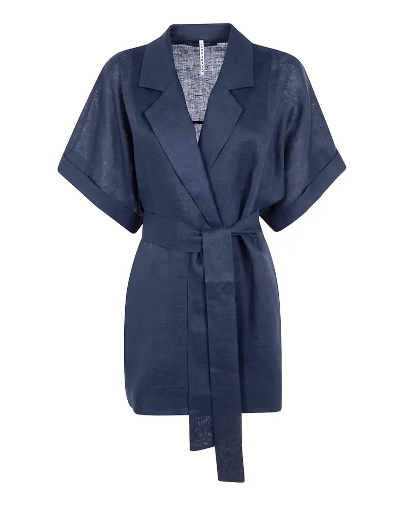 Liviana Conti belted short-sleeve jacket - Blau Blau
