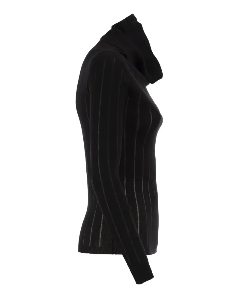 Max Mara Gerippter Pullover - Schwarz Schwarz
