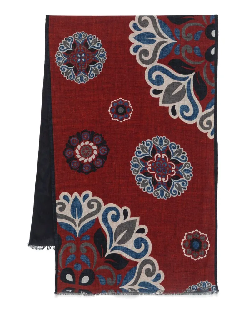 Dell'oglio Schal mit Blumen-Print - Blau Blau