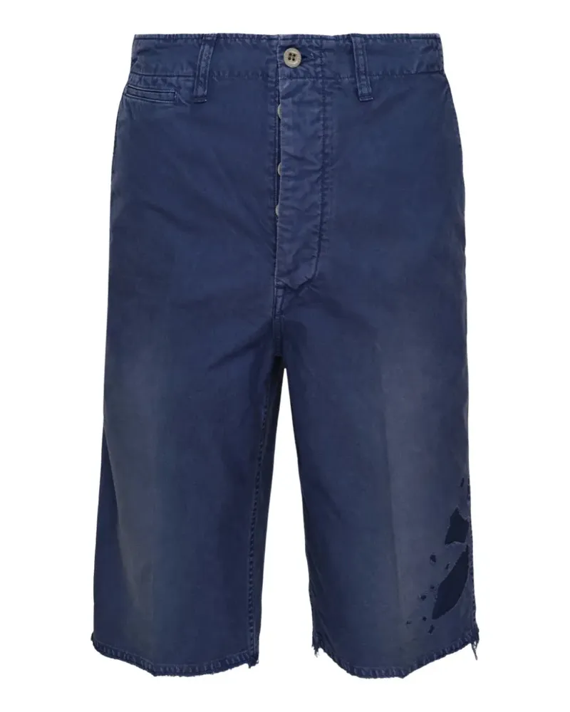 Visvim distressed knee-length shorts - Blau Blau