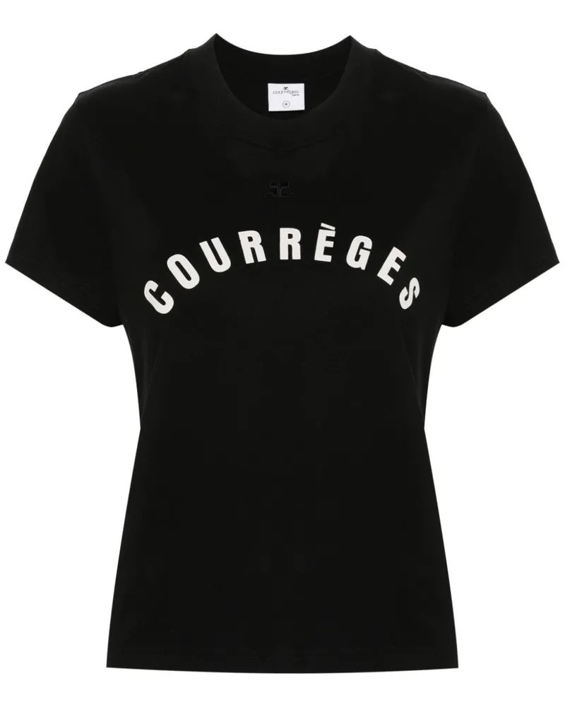 Courrèges T-Shirt mit Logo-Print - Schwarz Schwarz