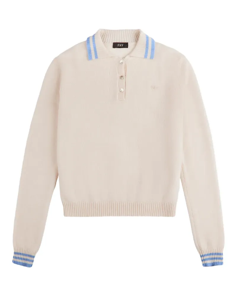 Fay striped-trim polo sweater - Nude Nude