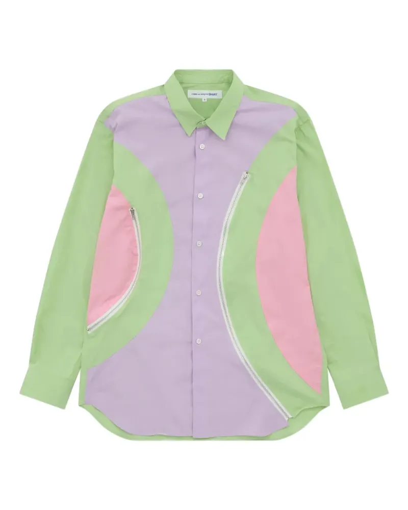 Comme des Garçons Hemd in Colour-Block-Optik - Grün Grün
