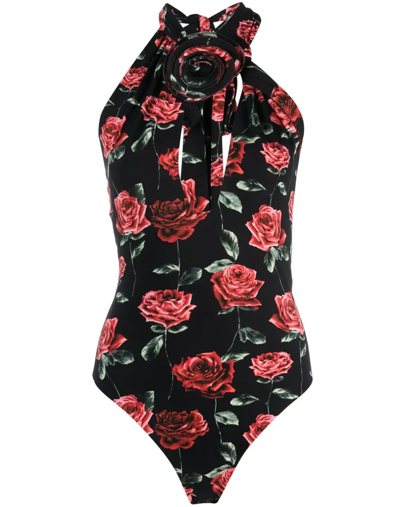 Magda Butrym Playsuit mit Blumen-Print - Schwarz Schwarz