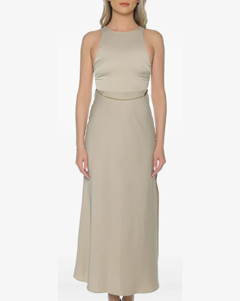Armani Exchange chain-detail side-slit dress - Nude Nude