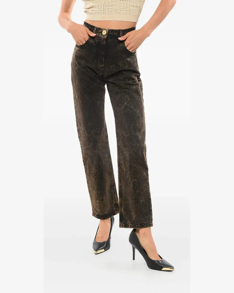 Balmain Gerade Acid-Wash-Jeans - Schwarz Schwarz