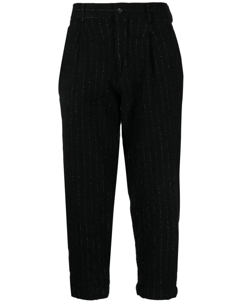Comme des Garçons Cropped-Hose mit Nadelstreifen - Schwarz Schwarz
