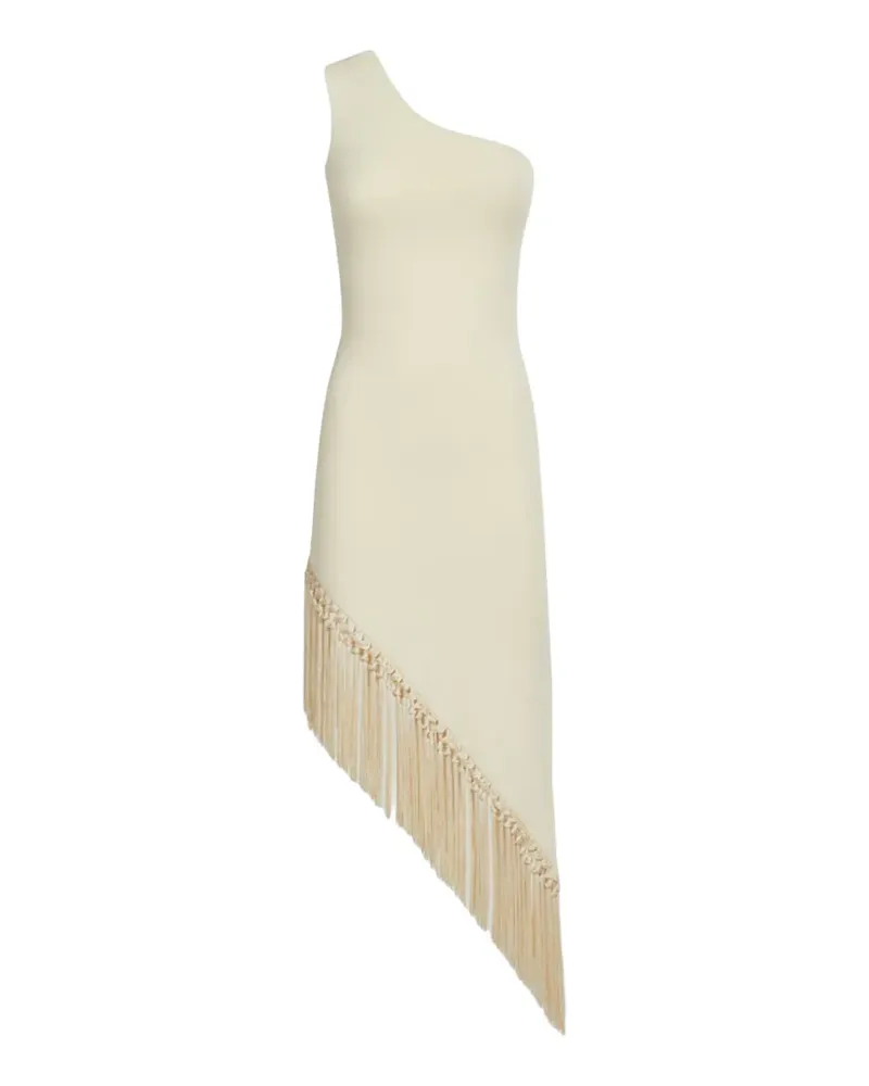 Taller Marmo Yacare One-Shoulder-Midikleid mit Fransen - Nude Nude