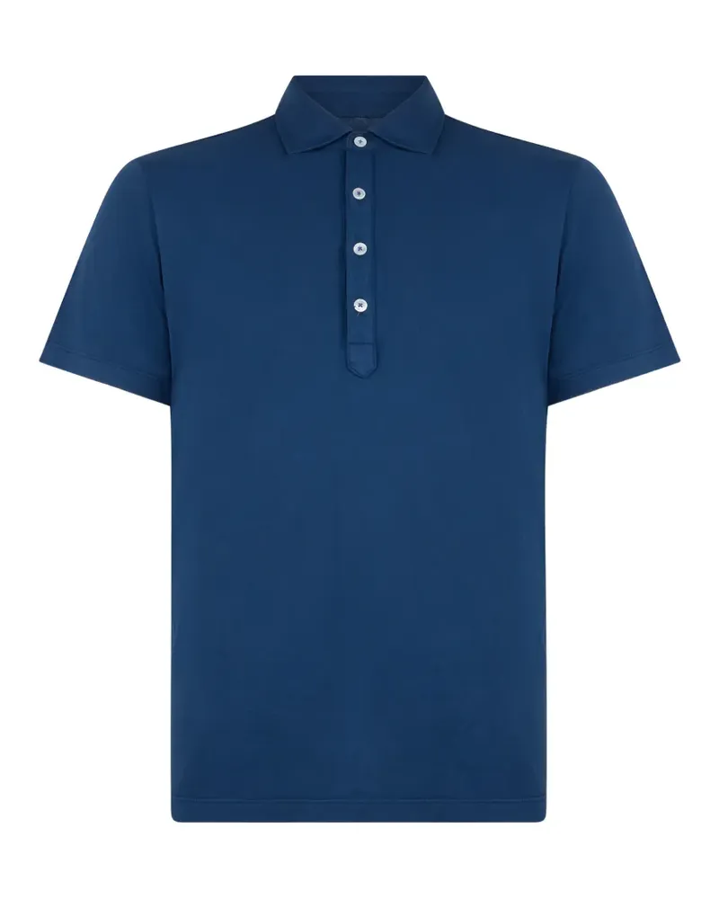 MOORER Kurzärmeliges Fulton Poloshirt - Blau Blau