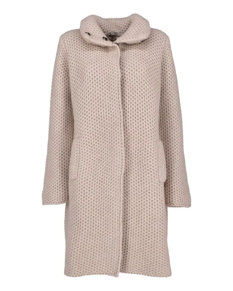 Falconeri chunky-knit high-neck coat - Nude Nude