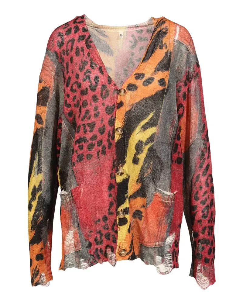 R13 Cardigan im Distressed-Look - Rot Rot