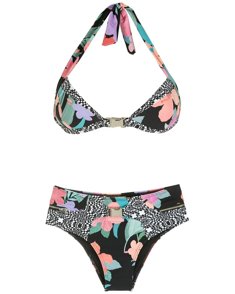 Amir Slama Ilha de Hibiscus Bikini - Schwarz Schwarz