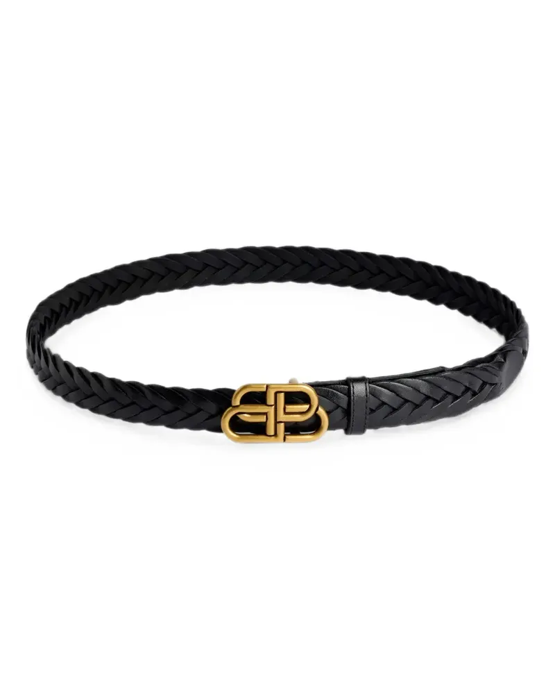 Balenciaga BB Thin braided leather belt - Schwarz Schwarz
