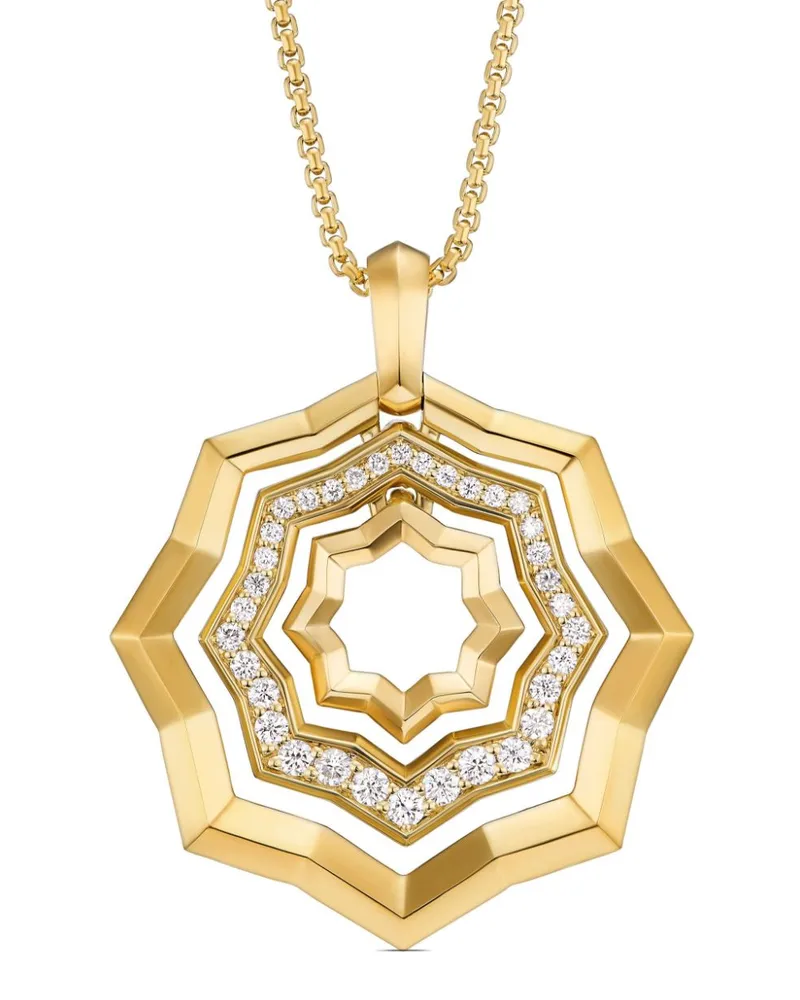 David Yurman 18kt Zig Zag Stax Gelbgoldhalskette mit Diamantanhänger Gold
