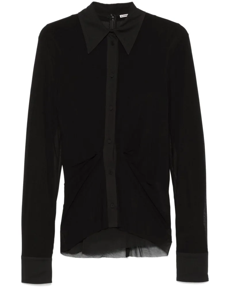 Jil Sander Klassisches Krepphemd - Schwarz Schwarz