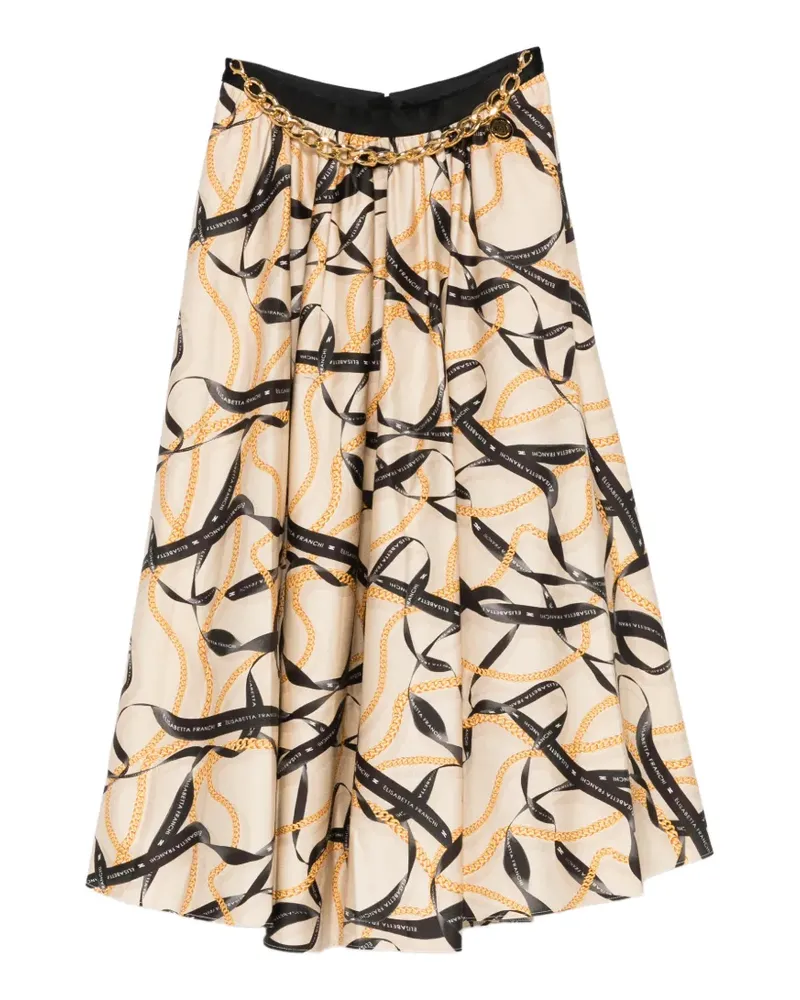 Elisabetta Franchi chain-print midi skirt - Nude Nude