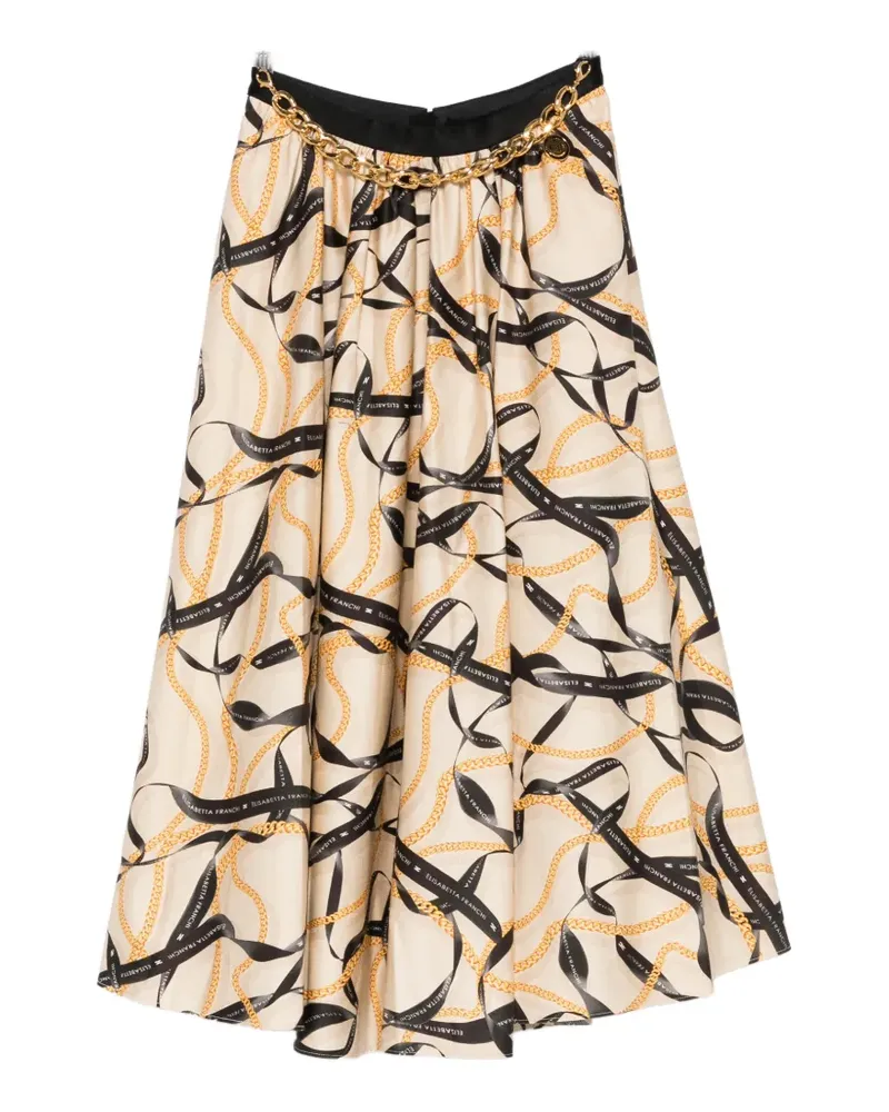 Elisabetta Franchi chain-print midi skirt - Nude Nude