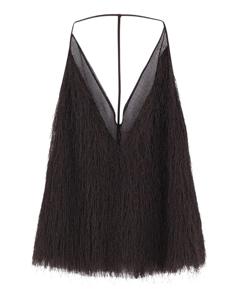 ALYSI Fransentop mit V-Ausschnitt - Braun Braun