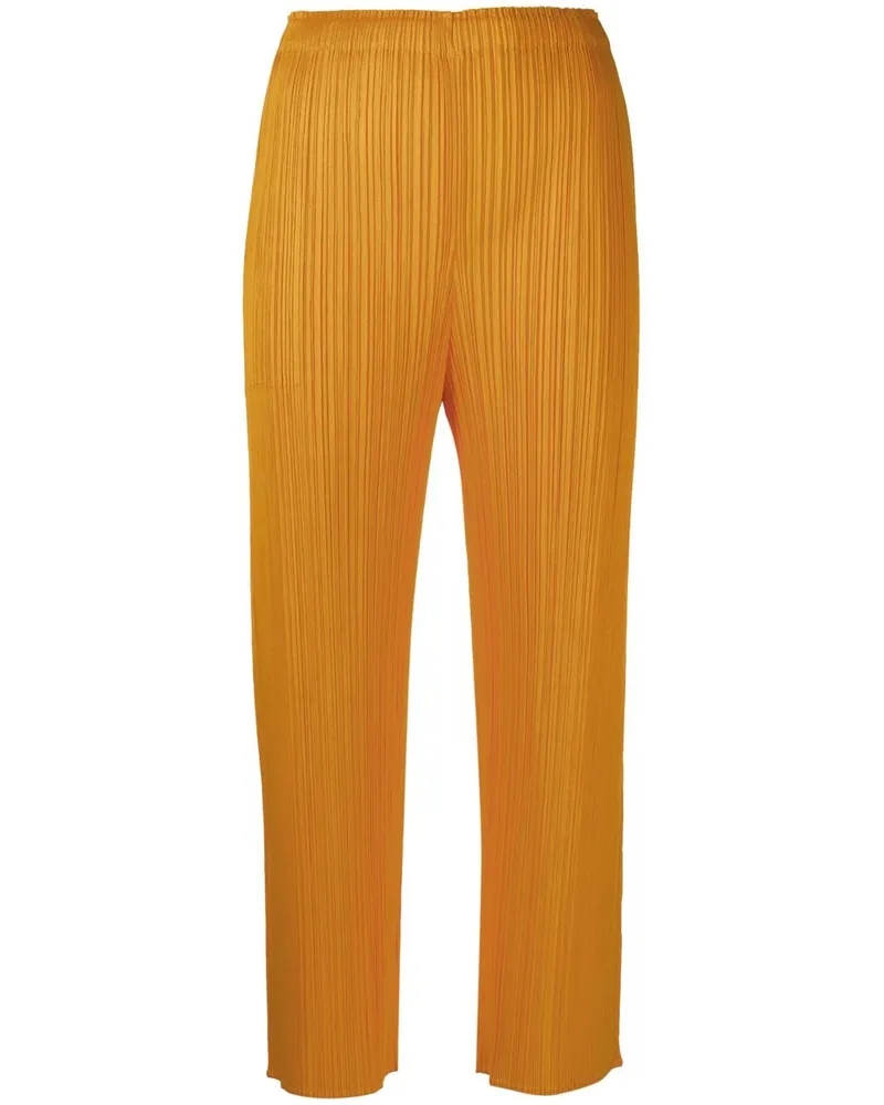 Issey Miyake Plissierte Cropped-Hose Orange