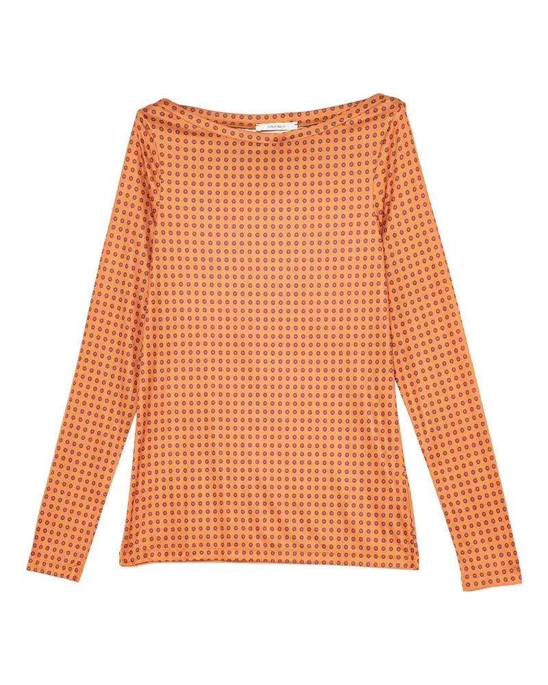 Maliparmi Gemustertes Oberteil mit U-Boot-Ausschnitt - Orange Orange