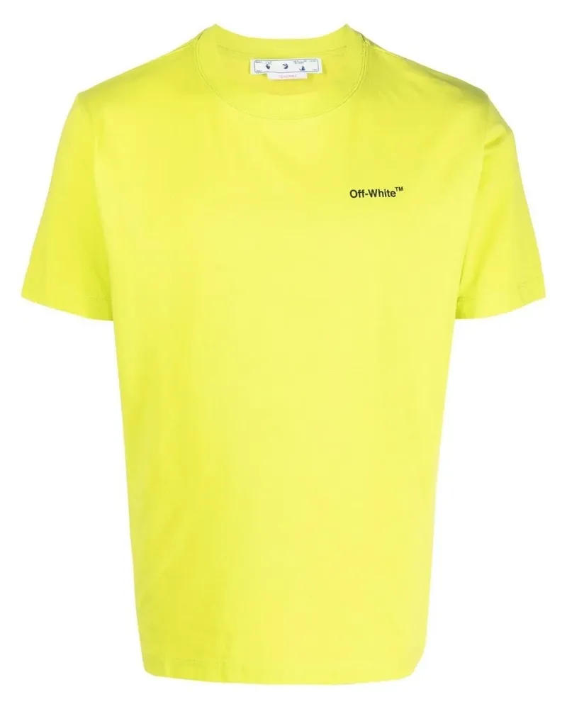 OFF-WHITE T-Shirt mit Arrows Caravaggio-Print - LIME BLACK Lime
